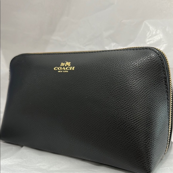 Coach Black Leather Make Up Bag Unisex - Picture 1 of 8